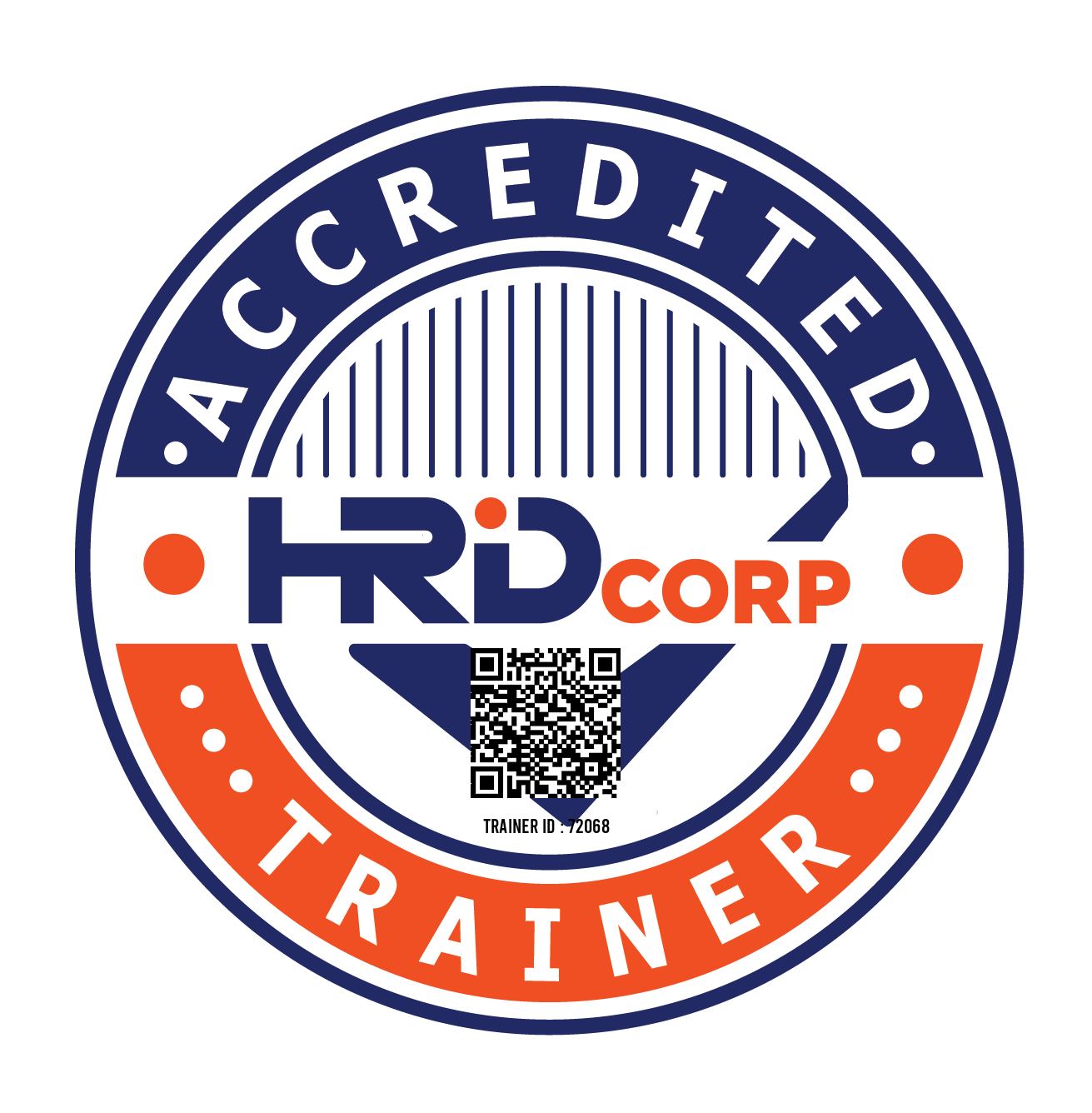 HRD Corp Accredited Trainer logo, Trainer ID 72068